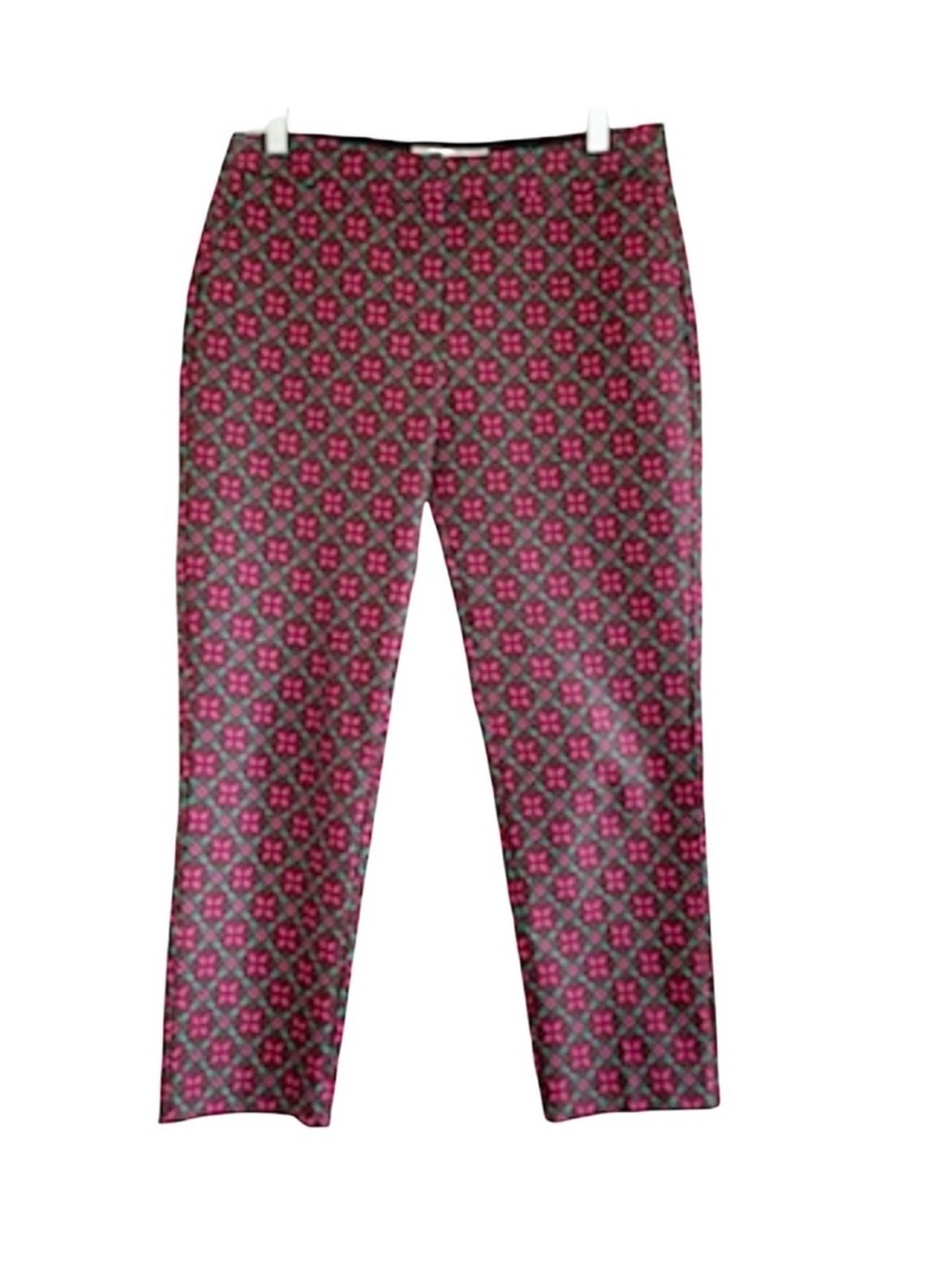 Boden Bistro Cropped Pants Pink Green Geometric 8